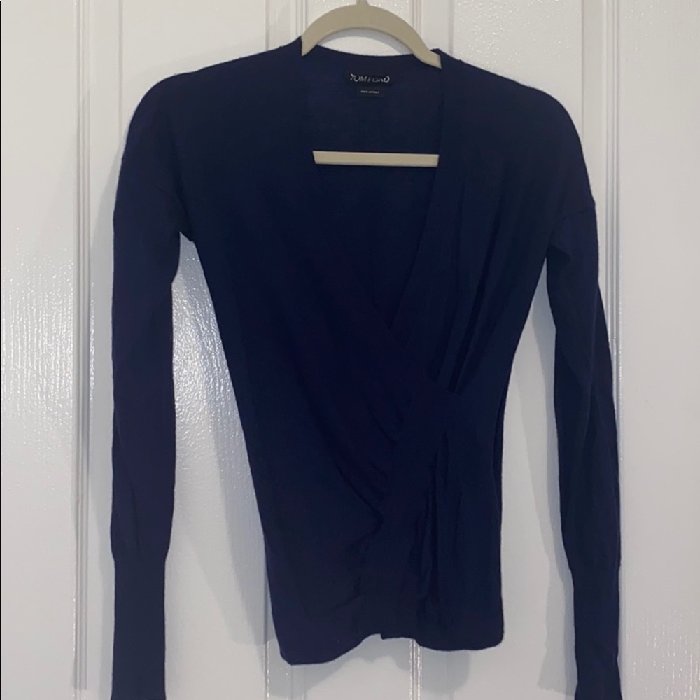 Tom Ford Navy V-Neck Cashmere Sweater. XS
